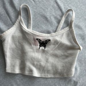 white butterfly cropped tank.